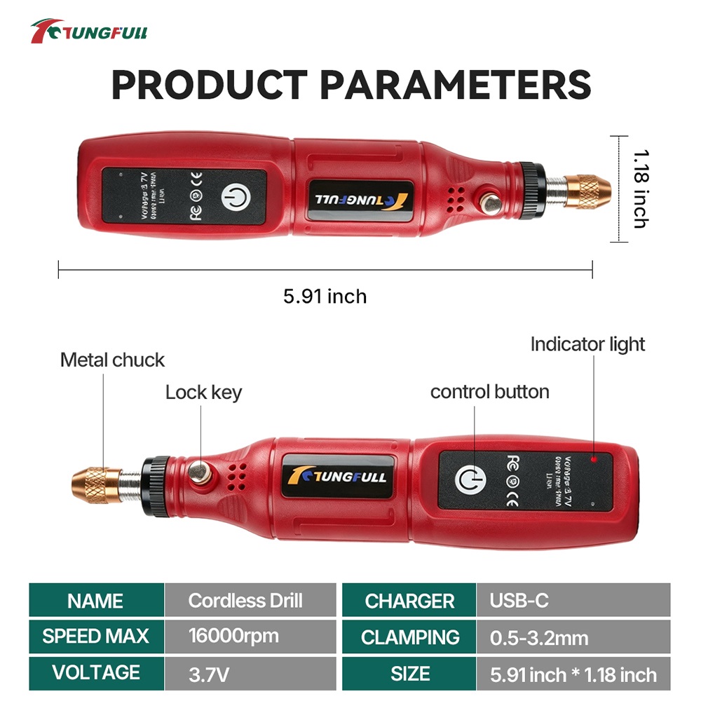 TUNGFULL 3.7V Cordless Rotary  - Power Tools Safety 评论和价格
