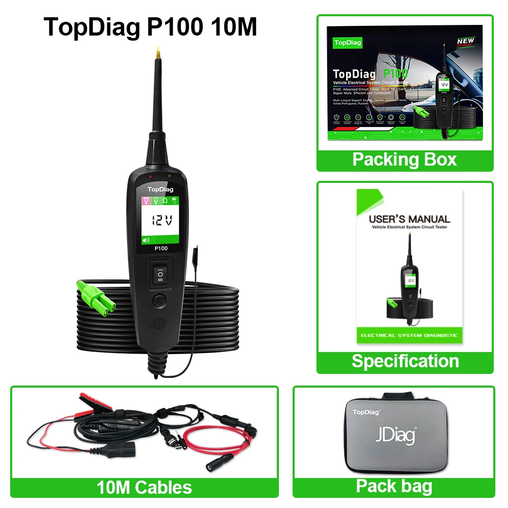 JDiag TopDiag P100 2m/10m Car  - Power Tools In Automotive 评论和价格